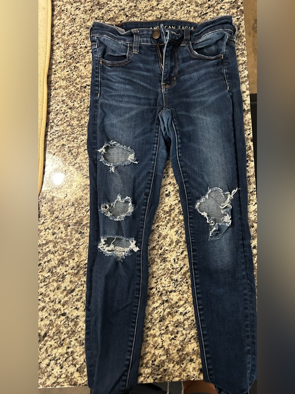 American Eagle Outfitters Dark Wash Ripped Skinny Jeans